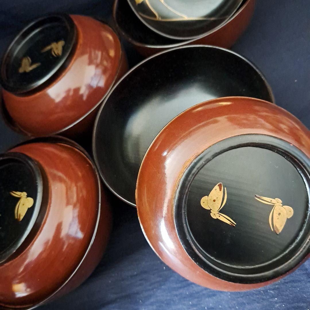 「輪島のお椀(わん)をお正月に！」金蒔絵(きんまきえ)漆器 4客セット 骨董アン