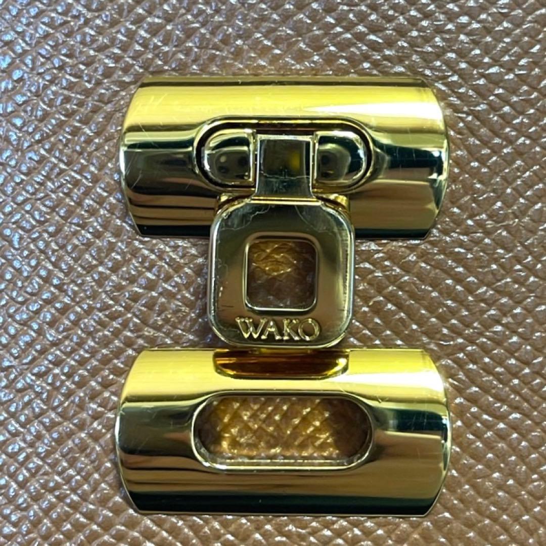 未使用級 WAKO 銀座和光 レザー キャメルブラウン ゴールド金具ハンドバッグ