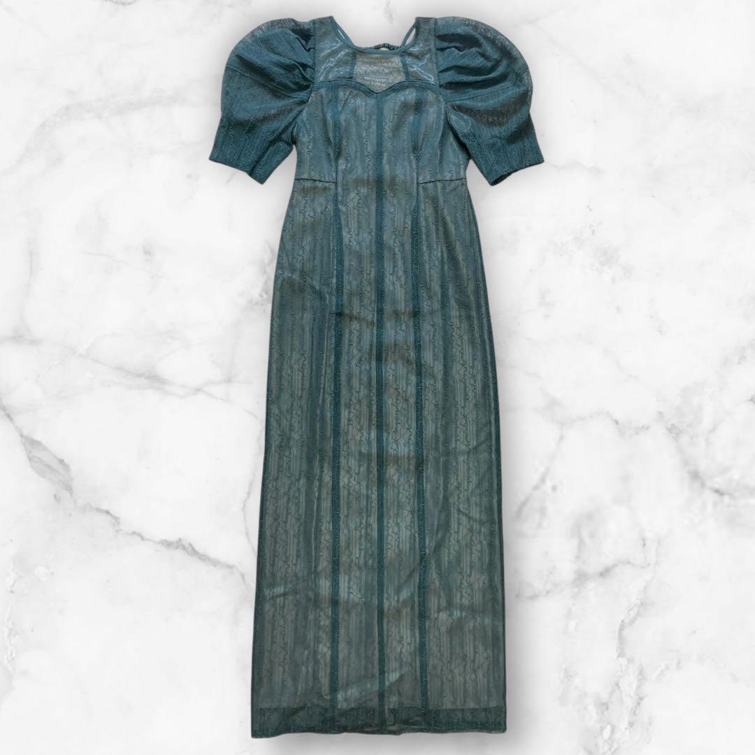 【新品】 アンドレスド　レタリングレースドレス 結婚式 パーティー　グリーン