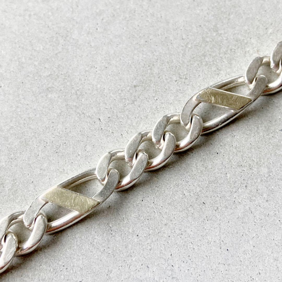 イタリア製 ヴィンテージ Figaro フィガロチェーンブレスレット 925