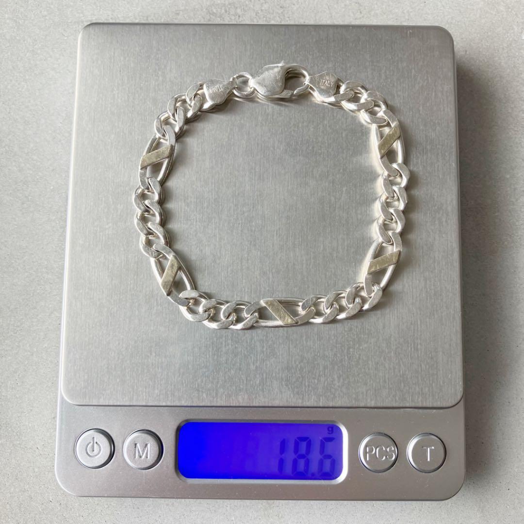 イタリア製 ヴィンテージ Figaro フィガロチェーンブレスレット 925
