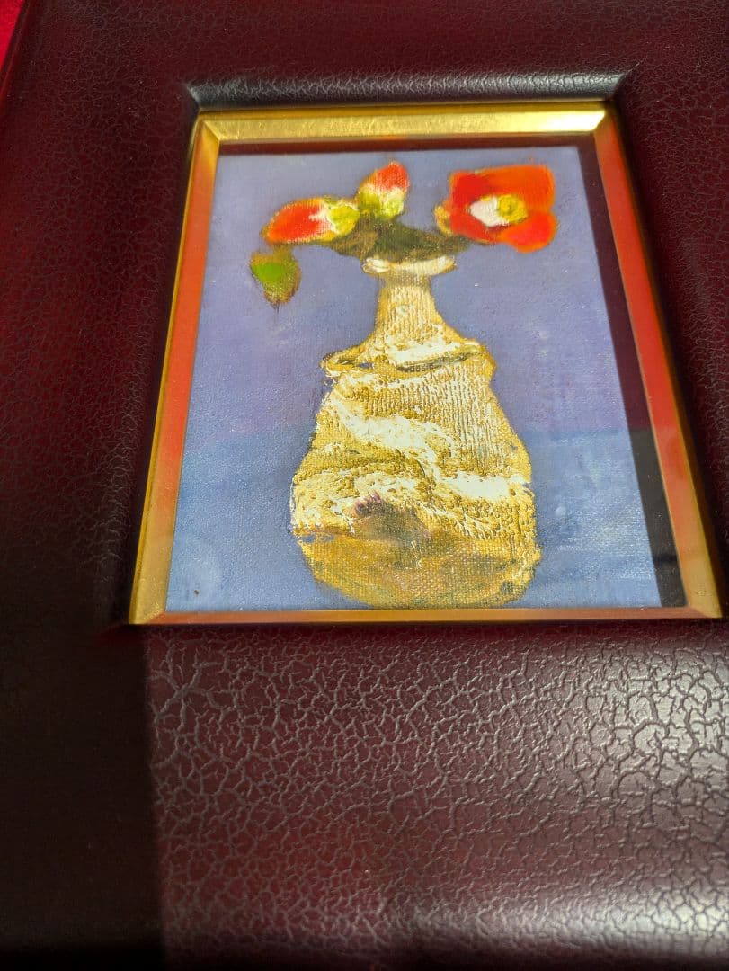 花瓶と椿の花の油彩画　 1983年作