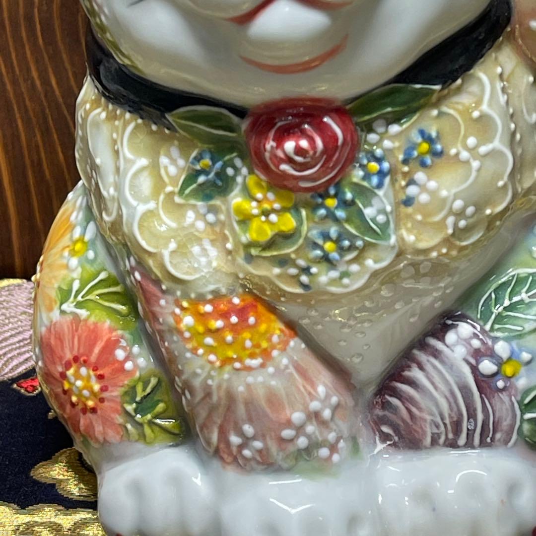 限定１【願いが叶う】九谷焼 招き猫左手5.7 号下野邦子 彩花尽し