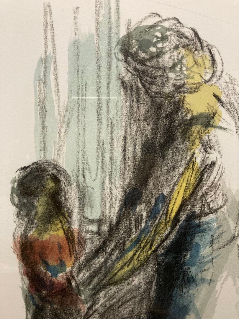 リトグラフ　森芳雄 母子像　直筆サイン　被せ箱付属　美品年鑑掲載作家