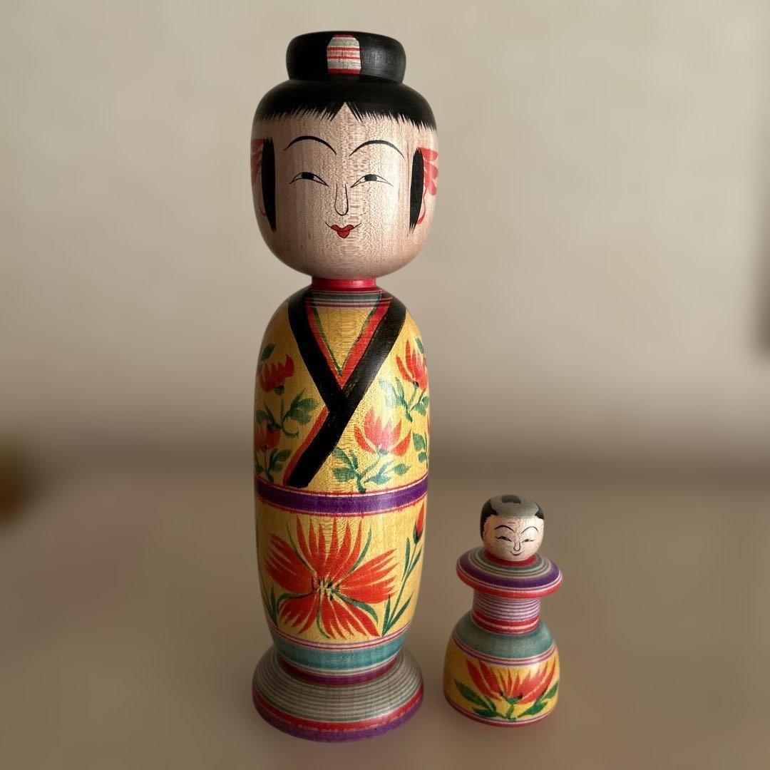 鈴木征一工人 こけし 【ガラ入り子持ち髷こけし】