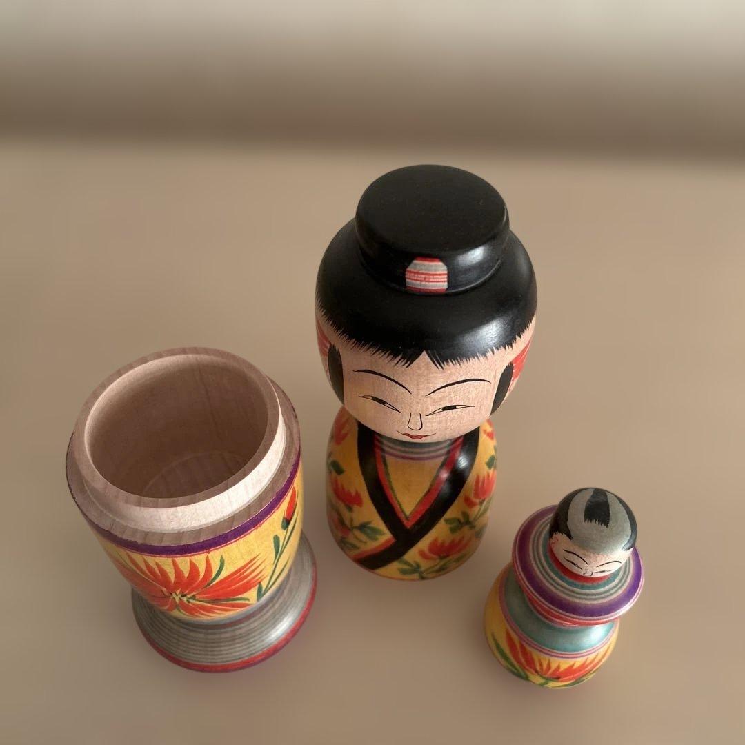 鈴木征一工人 こけし 【ガラ入り子持ち髷こけし】