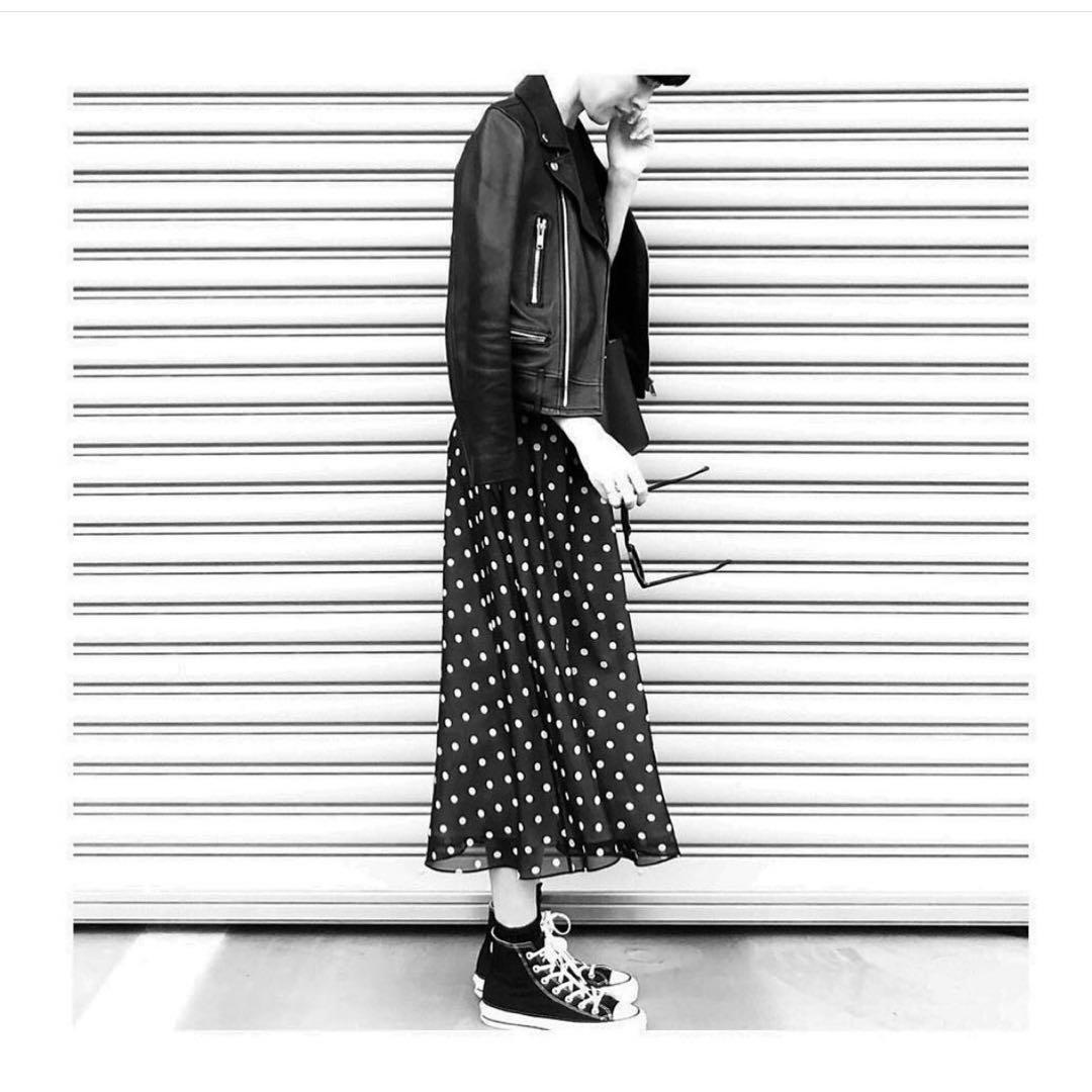 スカート theory polkadot silk skirt