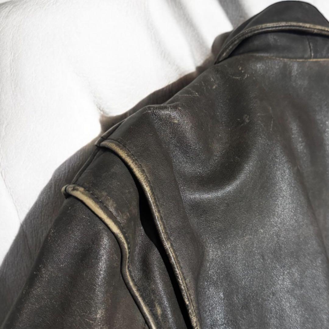 【肉厚×短丈】牛革 シングル レザー バイカージャケット 中綿 キルティング