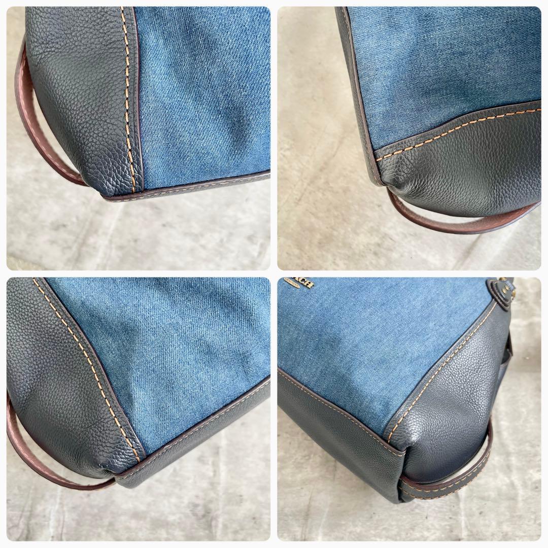 コーチ　ハンドバッグ レザー イーディー デニム 花柄