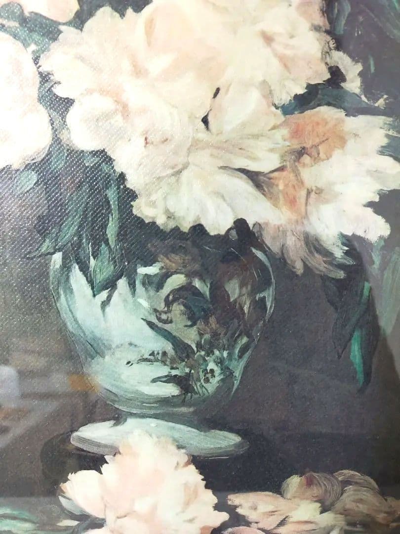 ♥セール　絵画美術　額装油絵　油彩画　芍薬名花　花瓶　複製画