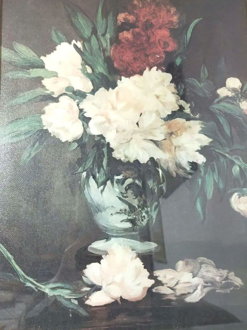 ♥セール　絵画美術　額装油絵　油彩画　芍薬名花　花瓶　複製画