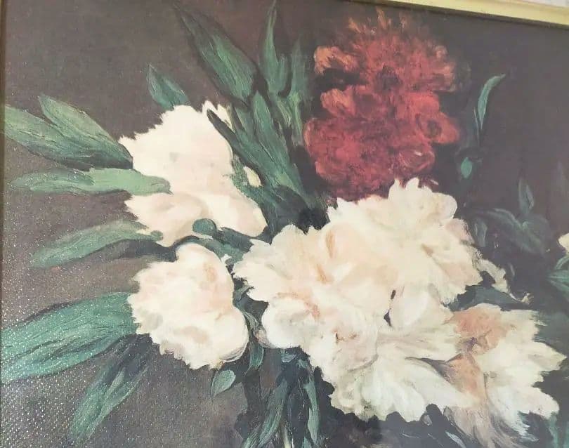 ♥セール　絵画美術　額装油絵　油彩画　芍薬名花　花瓶　複製画