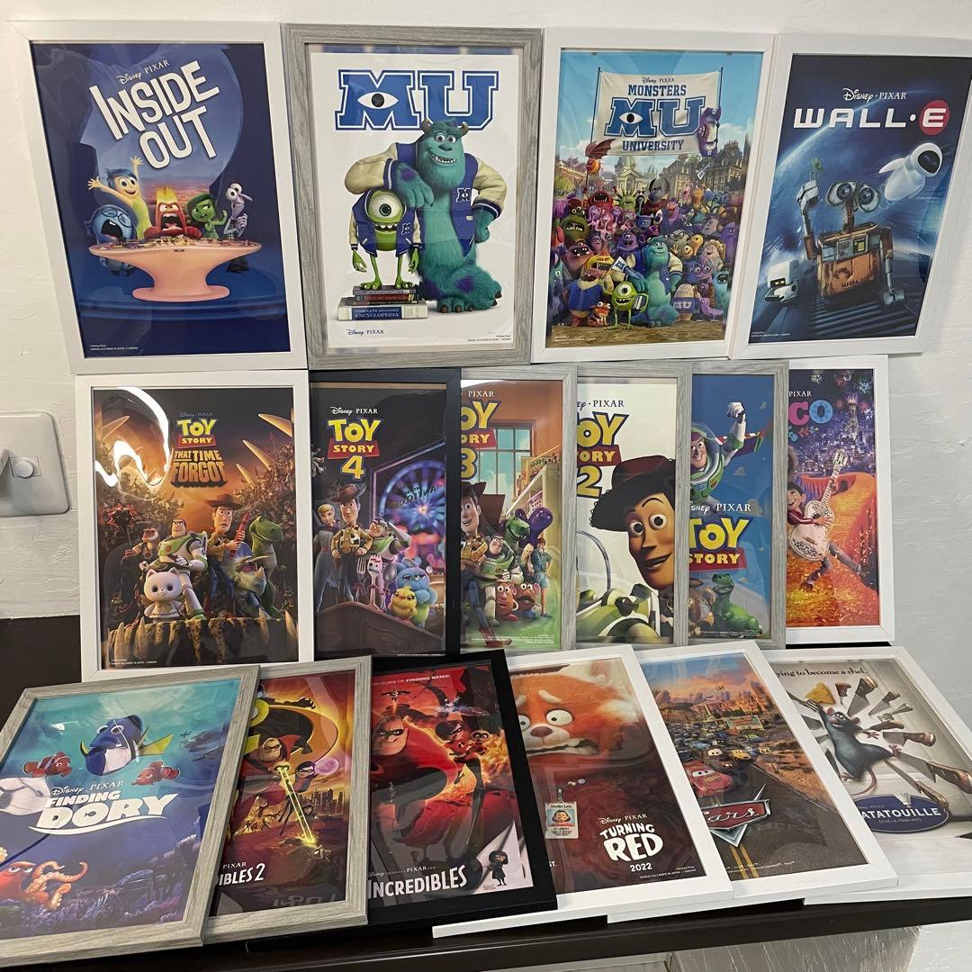 ディズニー・ピクサー ポスターコレクションA4サイズ16枚【額縁付き】