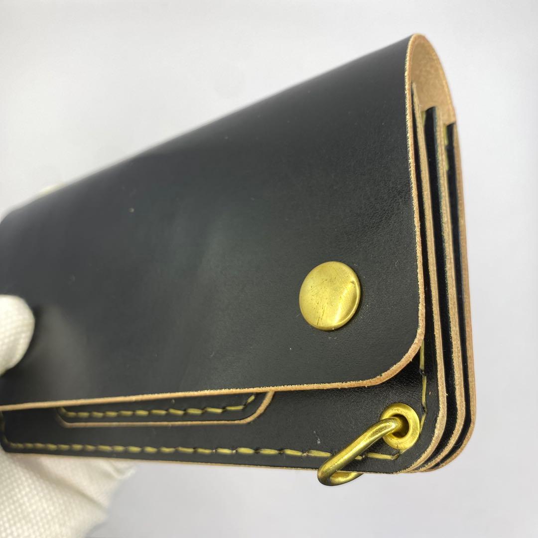 【ハンドメイド】本革 ロング トラッカーウォレット マチあり/小判かん