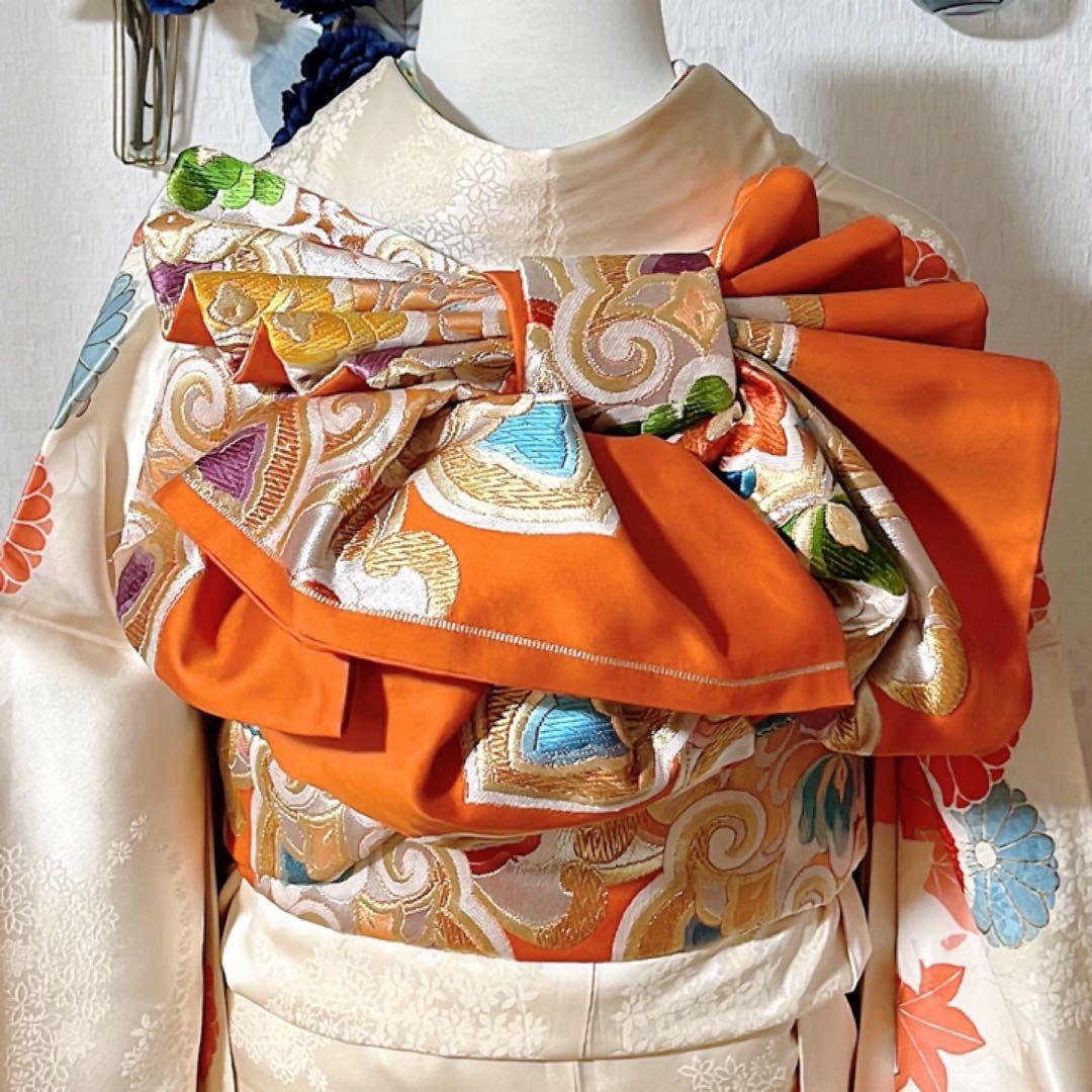 りょう　【高級 振袖５点セット】 正絹 花柄 中振袖 上品 古典柄 成人式