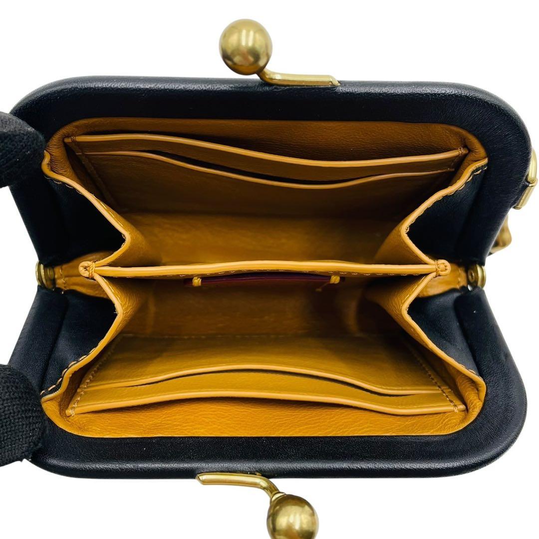 美品 コーチ ケース レザー ブラック 財布 がま口 68326