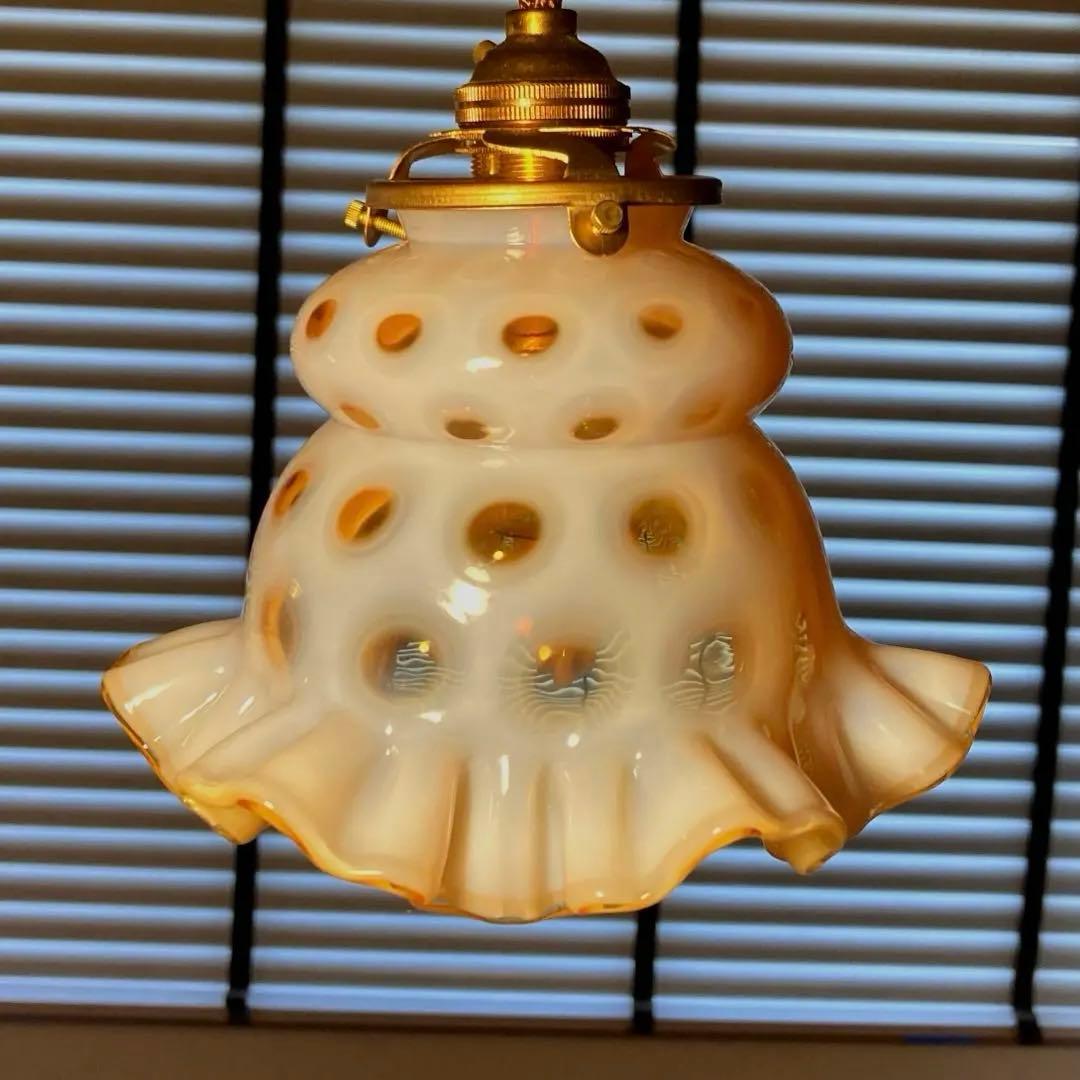 フェントン　ハチミツ　ランプシェード　アンティーク　オパールセント