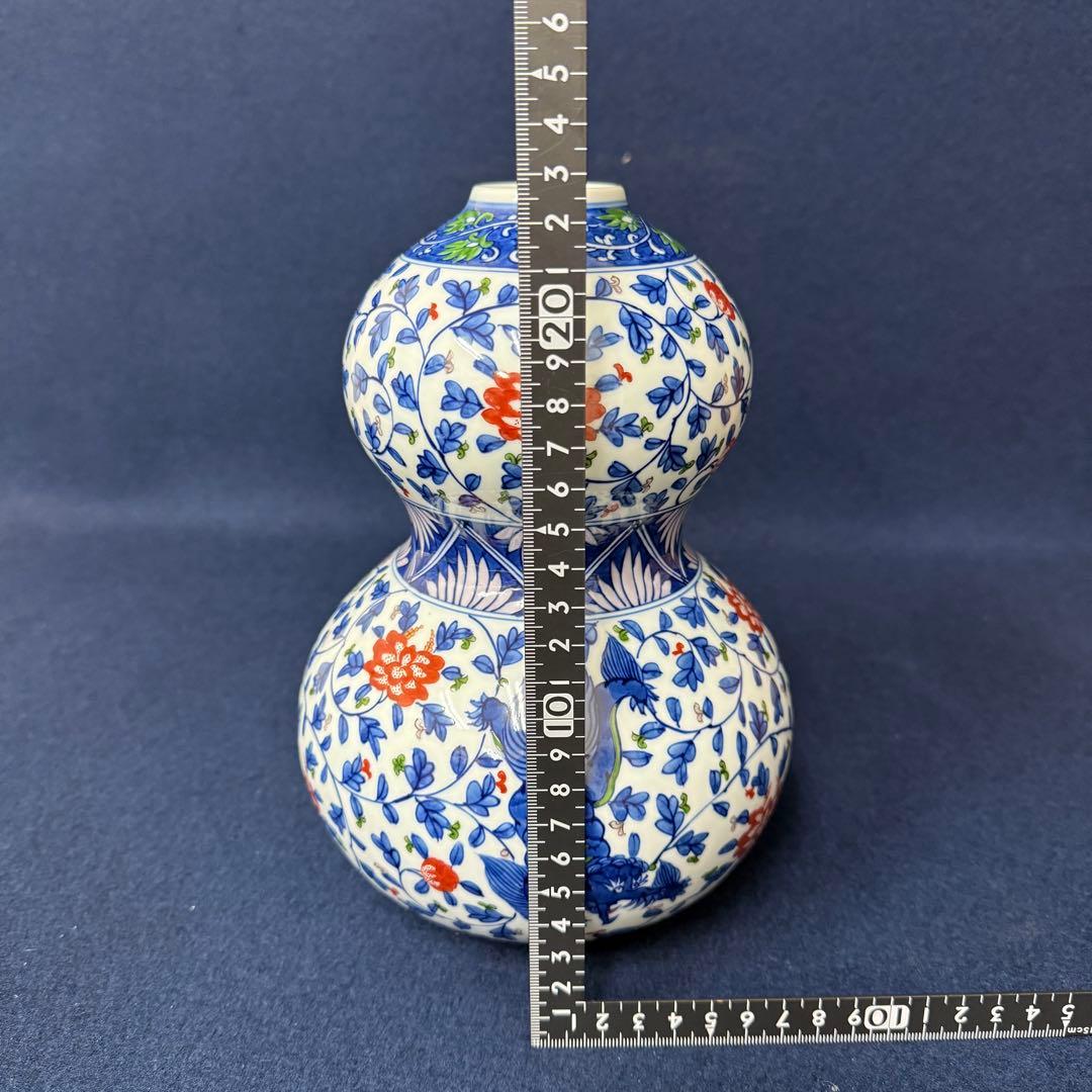 有田焼 源右衛門 染錦牡丹唐獅子 花瓶 一輪挿し 花入 花器 華道具 共箱