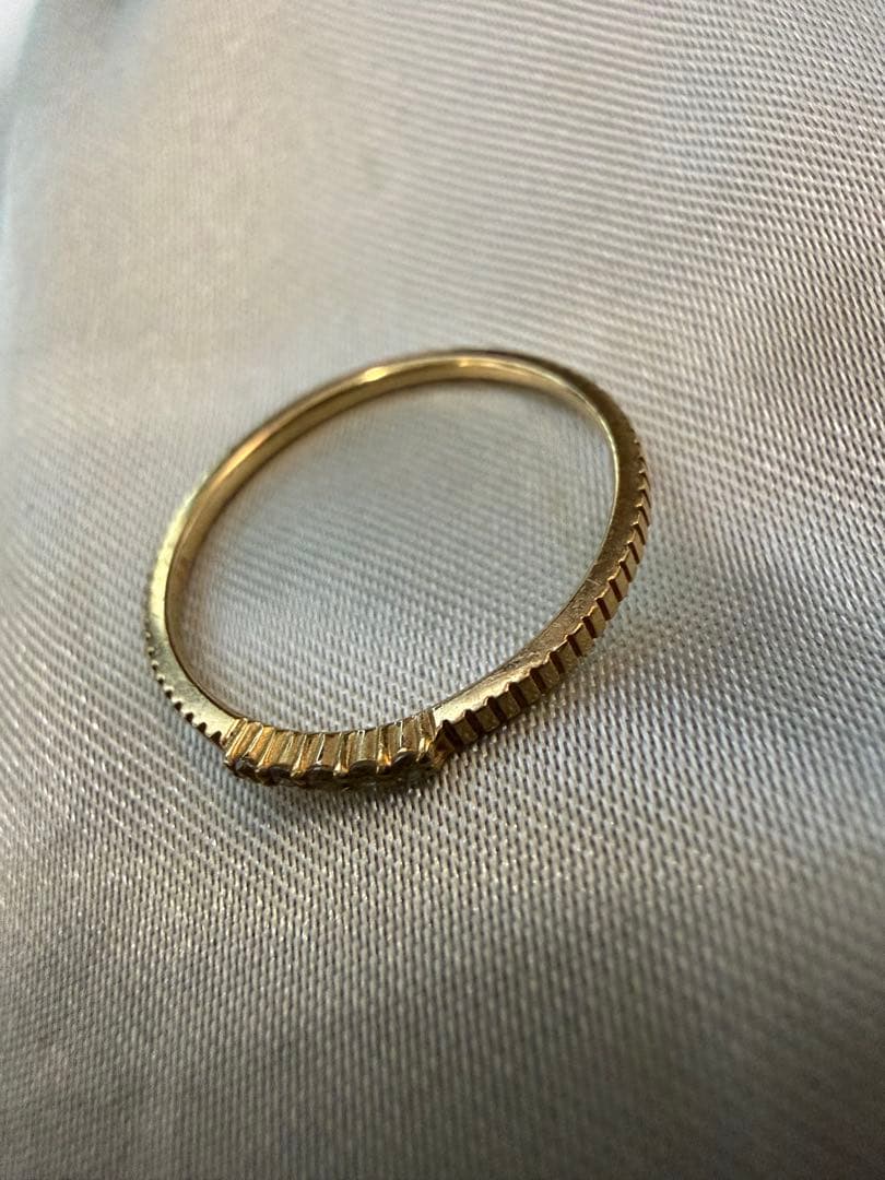 ete K10 レイヤードダイヤモンドリング　イエローゴールド　9号