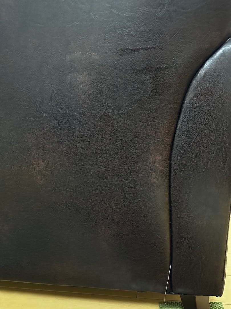 ダークブラウン 合成皮革 2人掛け ソファ ヴィンテージ風