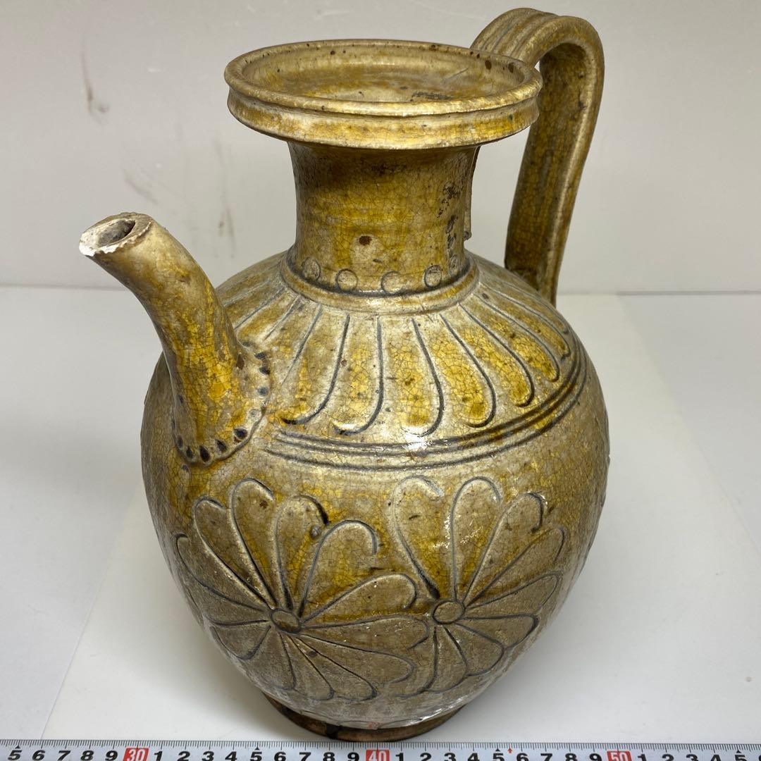 江戸初期　黄瀬戸水次　高さ27㎝　東Y7-0213②