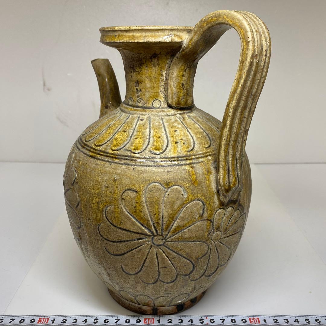 江戸初期　黄瀬戸水次　高さ27㎝　東Y7-0213②