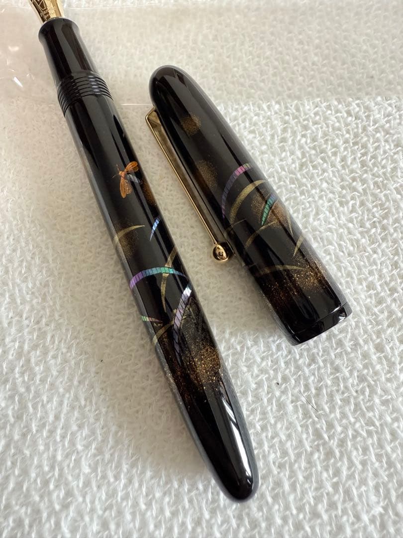 ナミキ万年筆蒔絵、蛍、10号サイズ