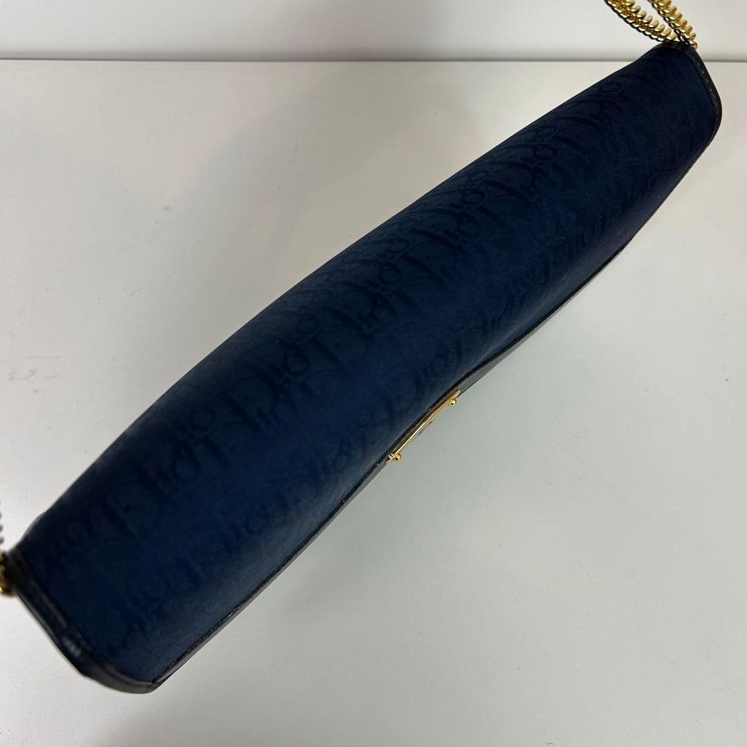 【美品】クリスチャンディオール ショルダーバッグ トロッター チェーン ネイビー