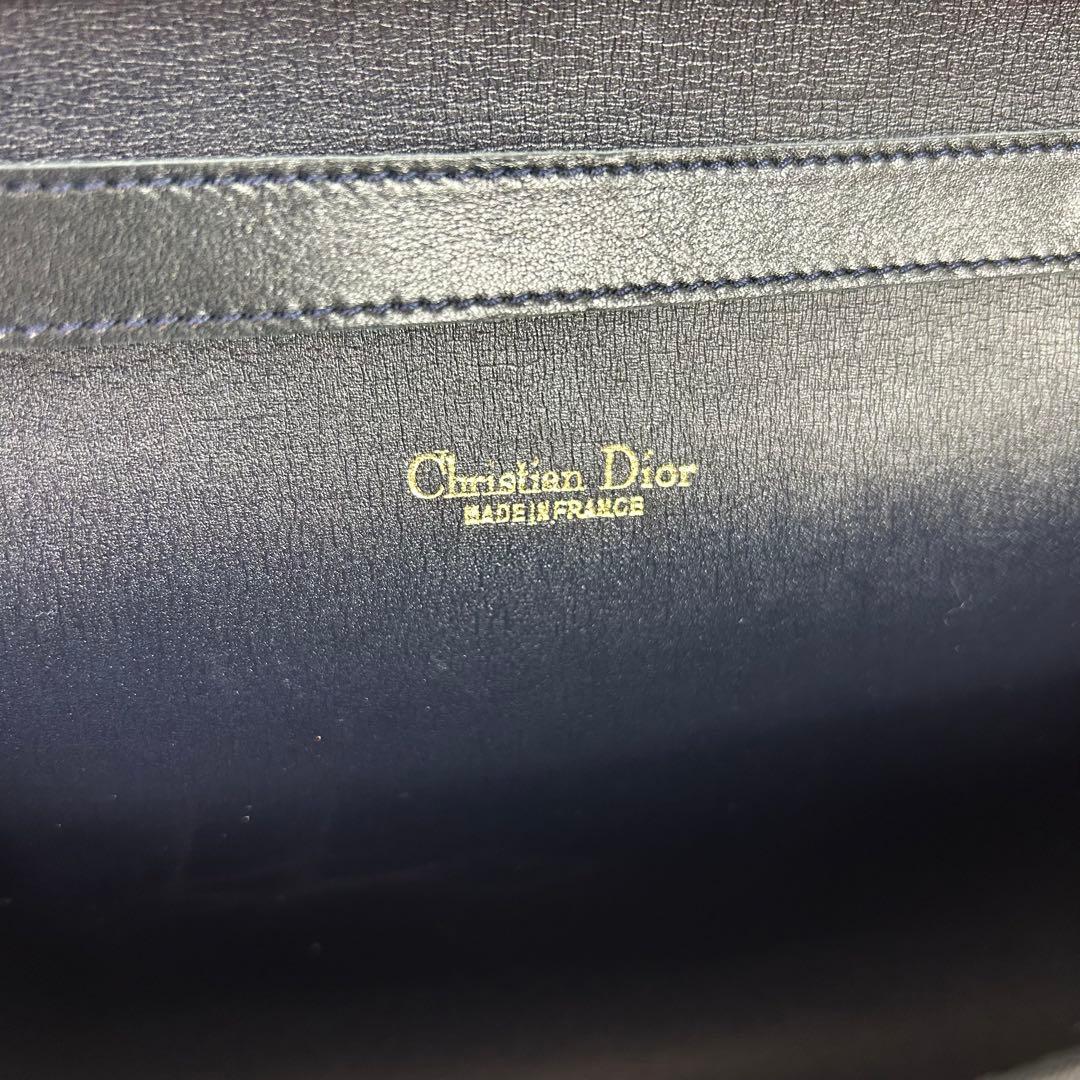 【美品】クリスチャンディオール ショルダーバッグ トロッター チェーン ネイビー