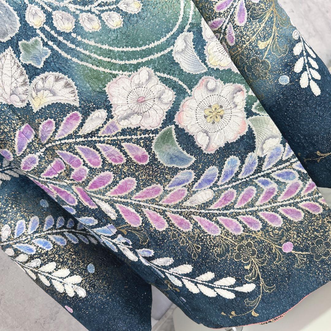 振袖のみ　辻ヶ花　本加工　華やか　水色　金彩加工　成人式　二十歳　p4