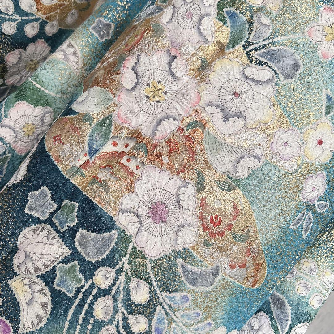 振袖のみ　辻ヶ花　本加工　華やか　水色　金彩加工　成人式　二十歳　p4