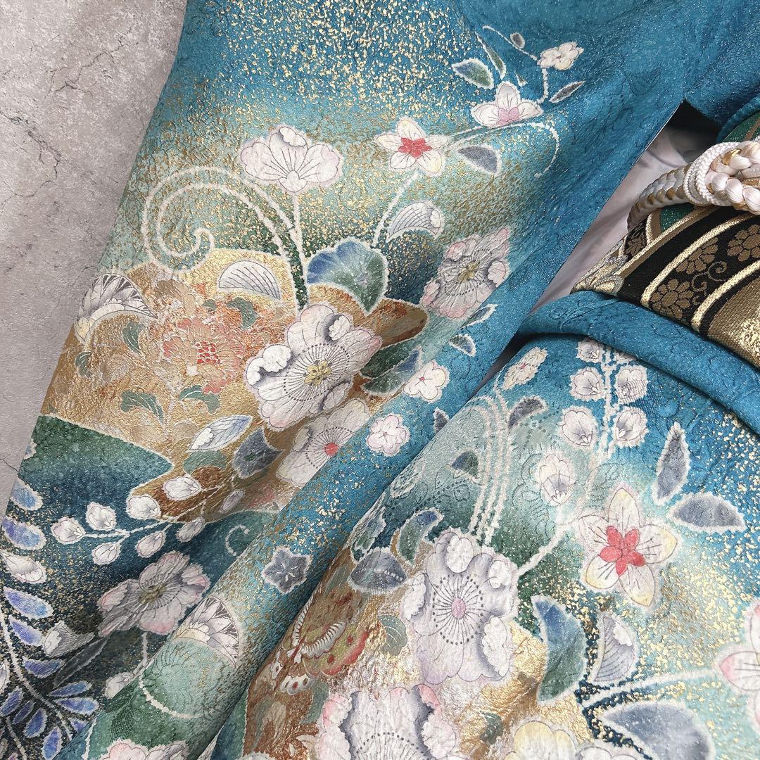 振袖のみ　辻ヶ花　本加工　華やか　水色　金彩加工　成人式　二十歳　p4