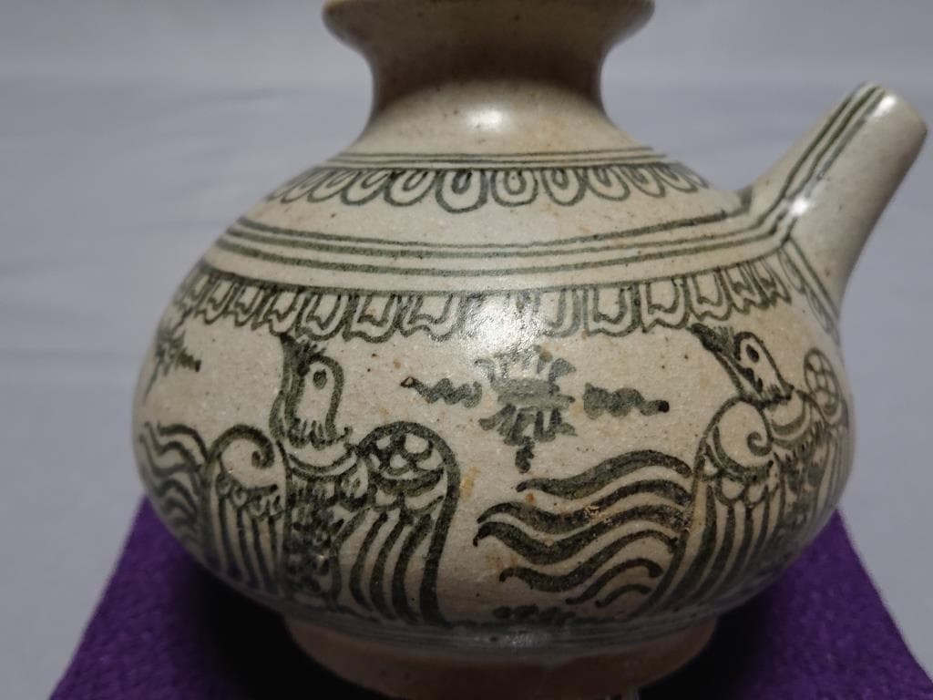 コレクター収集　タイ　スワンカローク　鉄絵 五鳥図　水注　15～16世紀