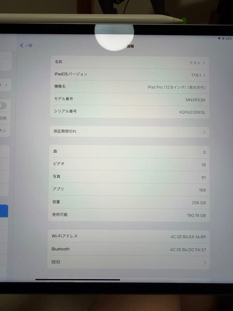 Apple iPad Pro 12.9インチ 第6世代 256GB シルバー