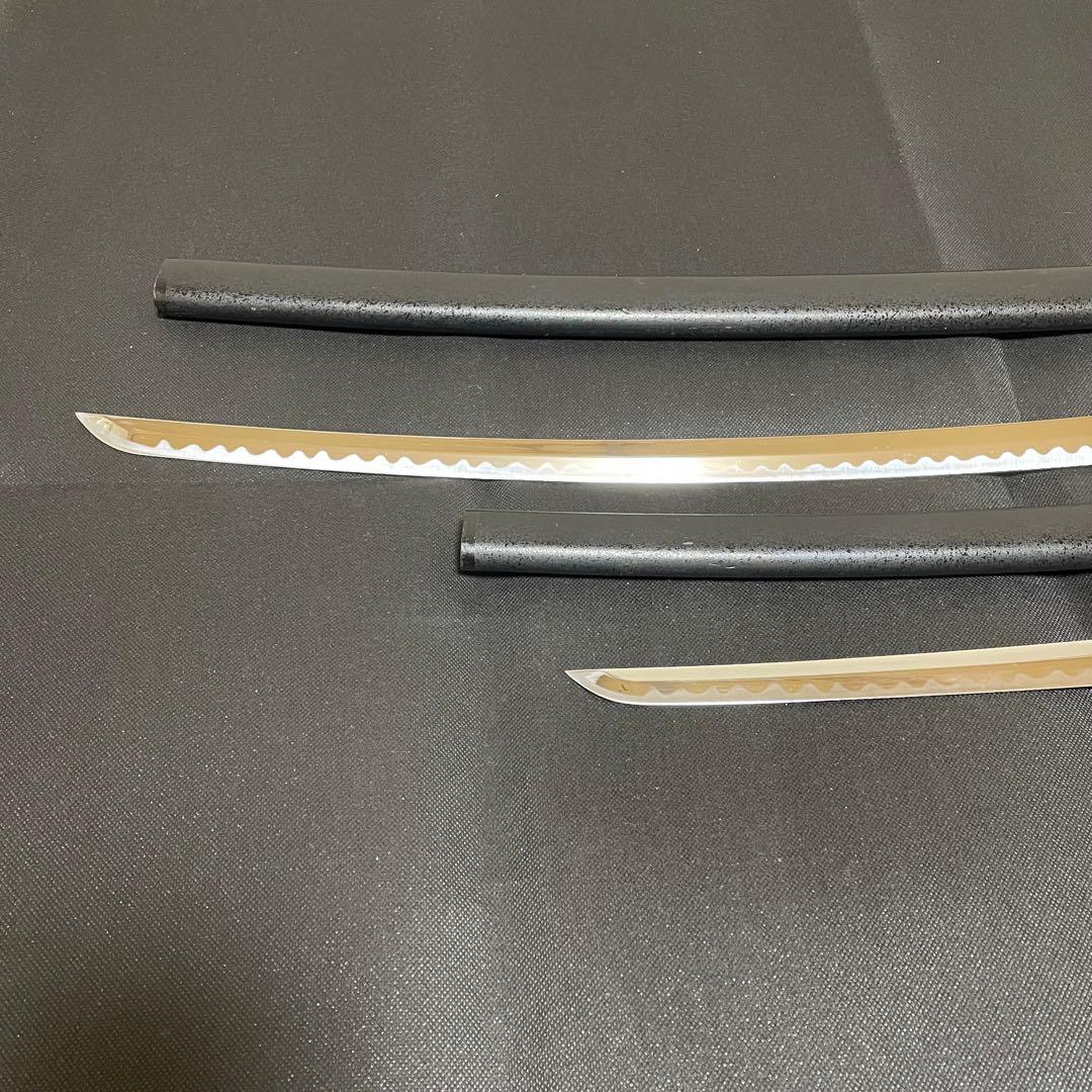 模造刀 日本刀 のたれ刃紋 武具 居合刀 2本セット 刀剣 太刀 脇差（B05）