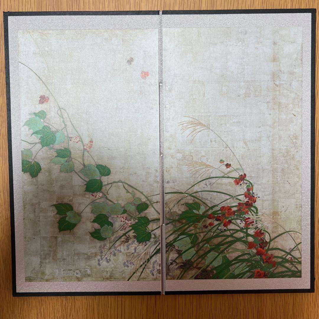 【未使用美品】風神雷神図/夏秋草図屏風　両面屏風