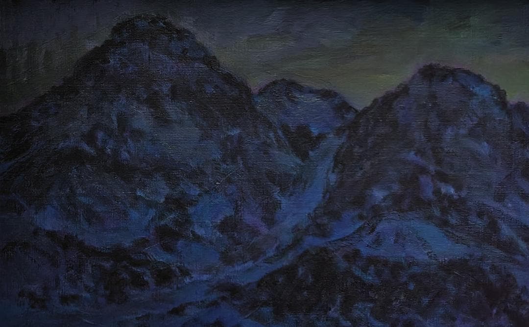 「山小屋の灯」1991 F15 油絵 油彩画 絵画 アート 燧ヶ岳 尾瀬ヶ原