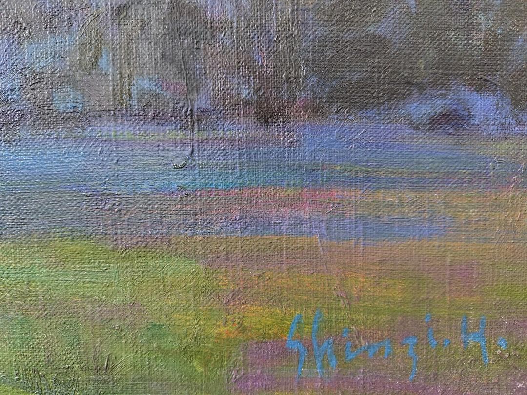 「山小屋の灯」1991 F15 油絵 油彩画 絵画 アート 燧ヶ岳 尾瀬ヶ原