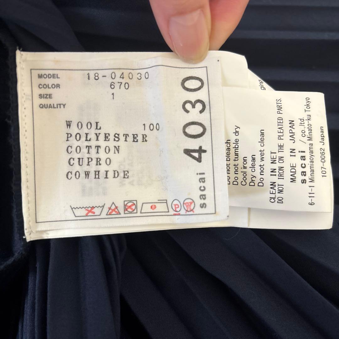 sacai 巻きスカート　プリーツスカート ネイビー チェック柄