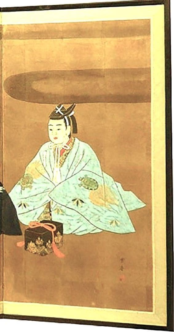 四つ折り屏風　日本画　金箔彩色　能舞い