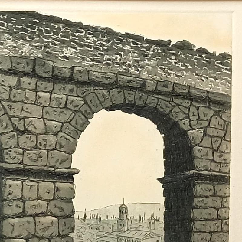 ☆菅間慧一☆「 ローマ水道橋（スペイン） 」銅版画　四ツサイズ 新品額！