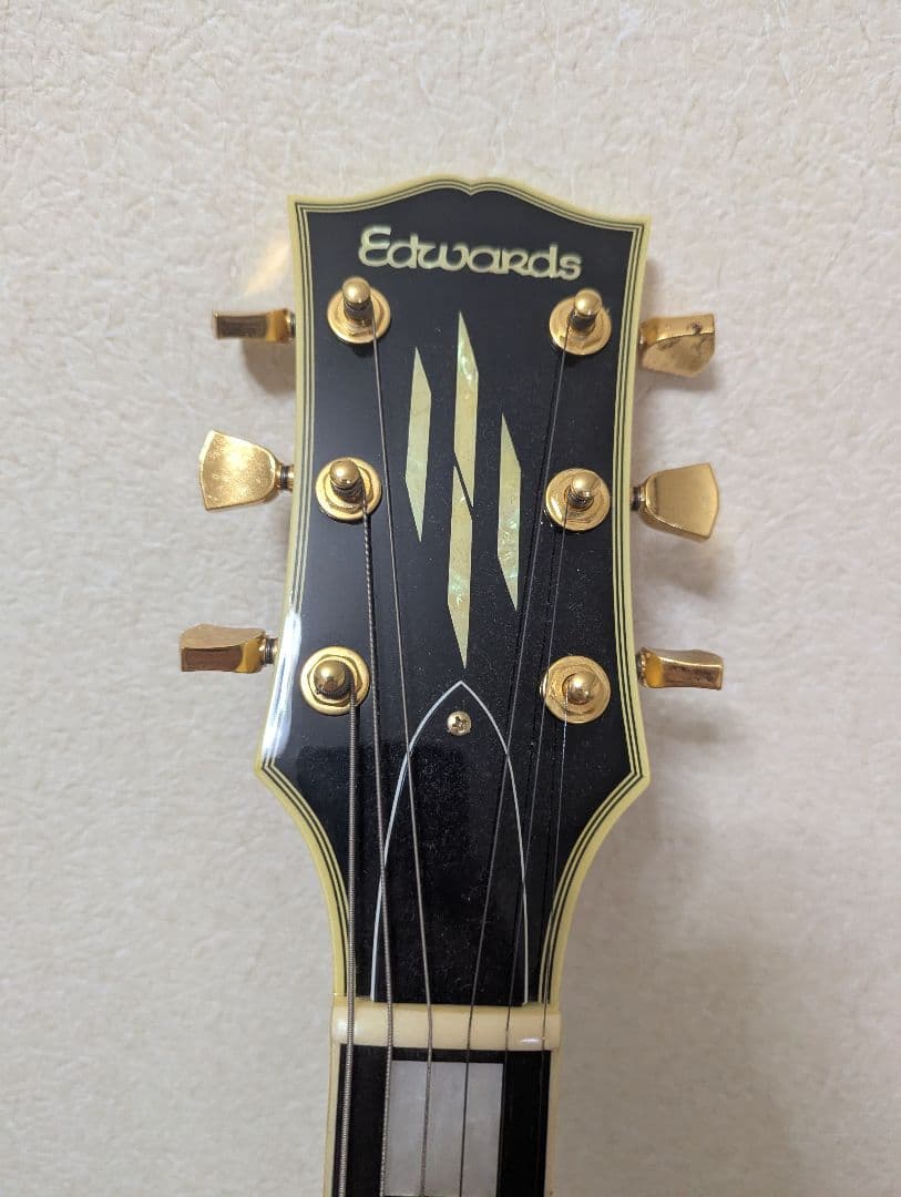 イエロー エドワーズ レスポールスタイル エレキギター ギターケース付き