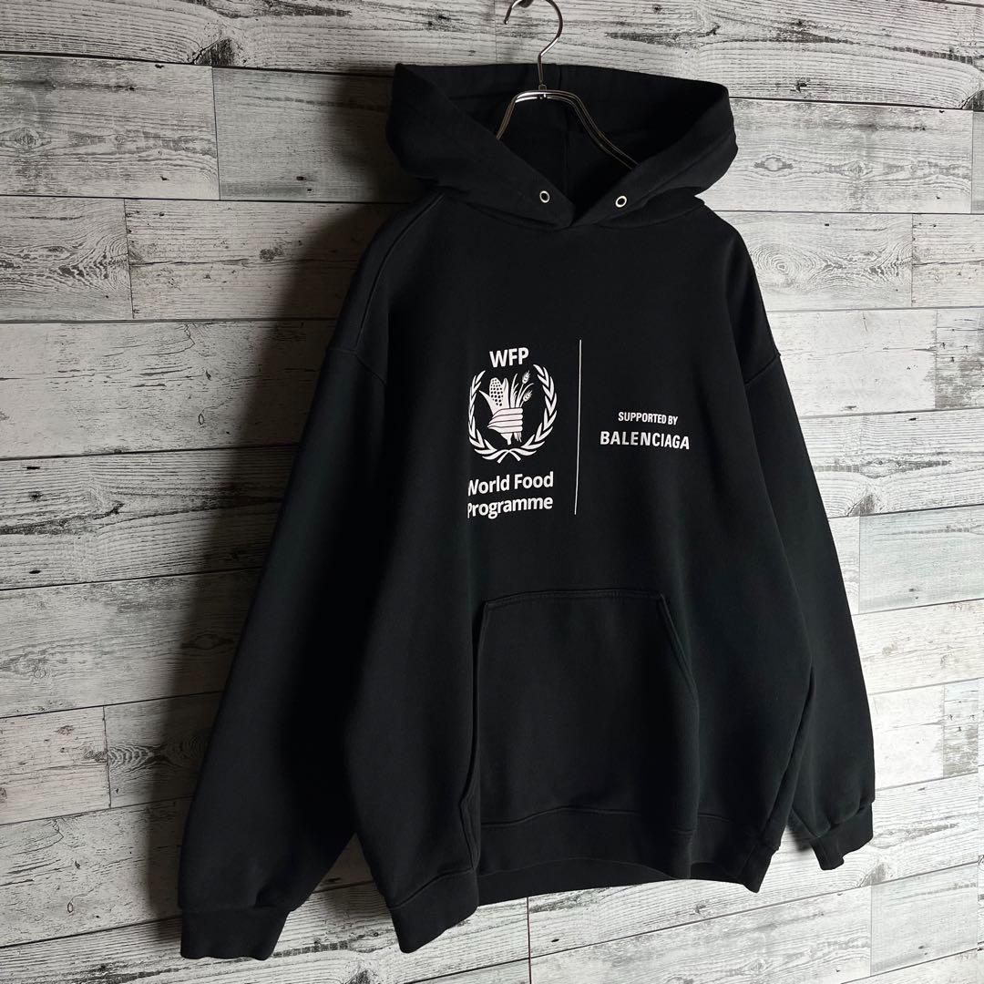 【希少デザイン】バレンシアガ☆ 両面プリントロゴ入り スウェット パーカー