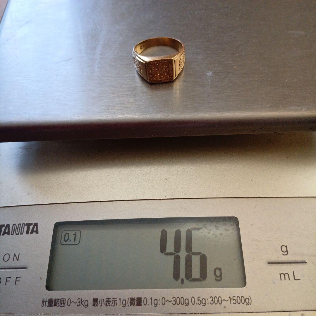 ゴールド 18Kスクエア型 レリーフリング