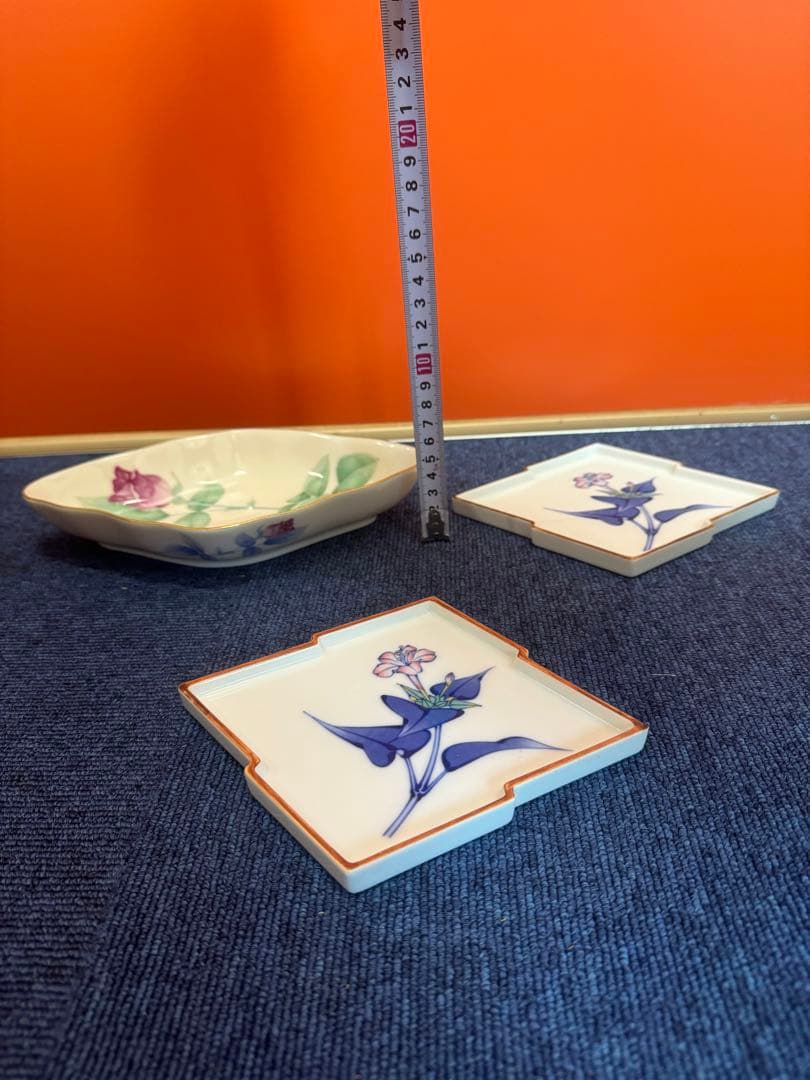 1893 香蘭社　菱形皿2客　菱形鉢1客　金彩