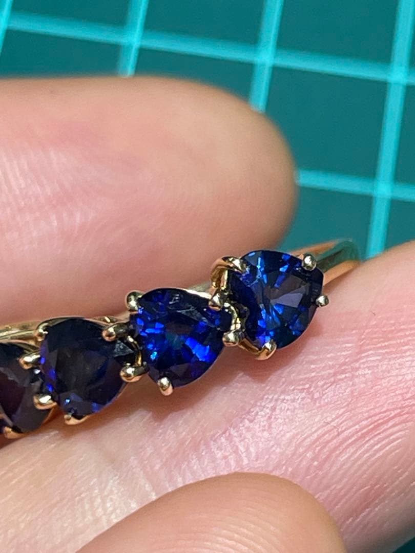 4ct天然サファイア指輪、18k、2.7g、11.5号
