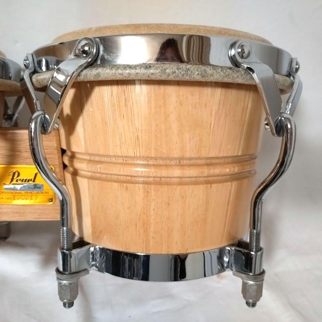Pearl　ホワイトウッドボンゴ　スタンド　セット　BG-209W　本皮　パール