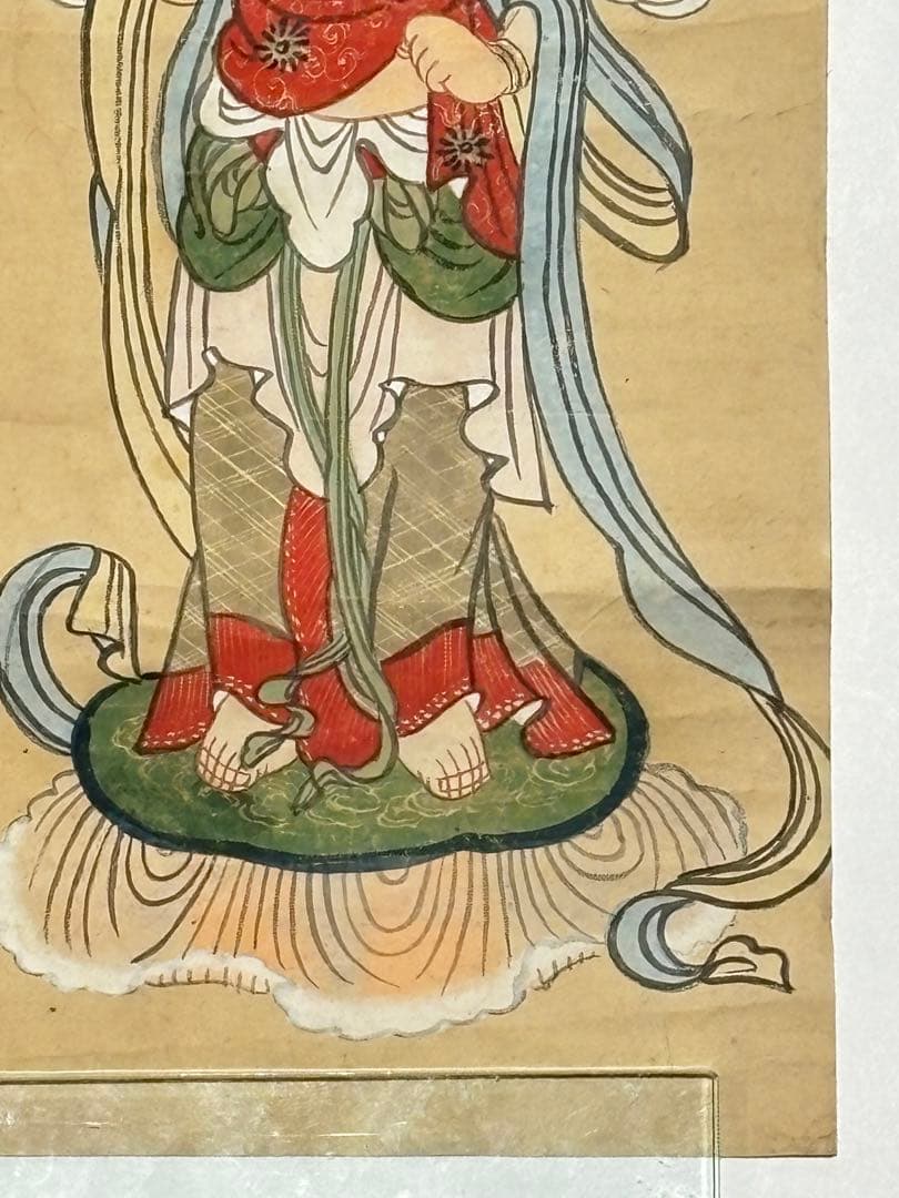 「日月天尊御影」彩色木版刷 1枚|日天 月天 仏画 仏教美術 江戸時代 和本