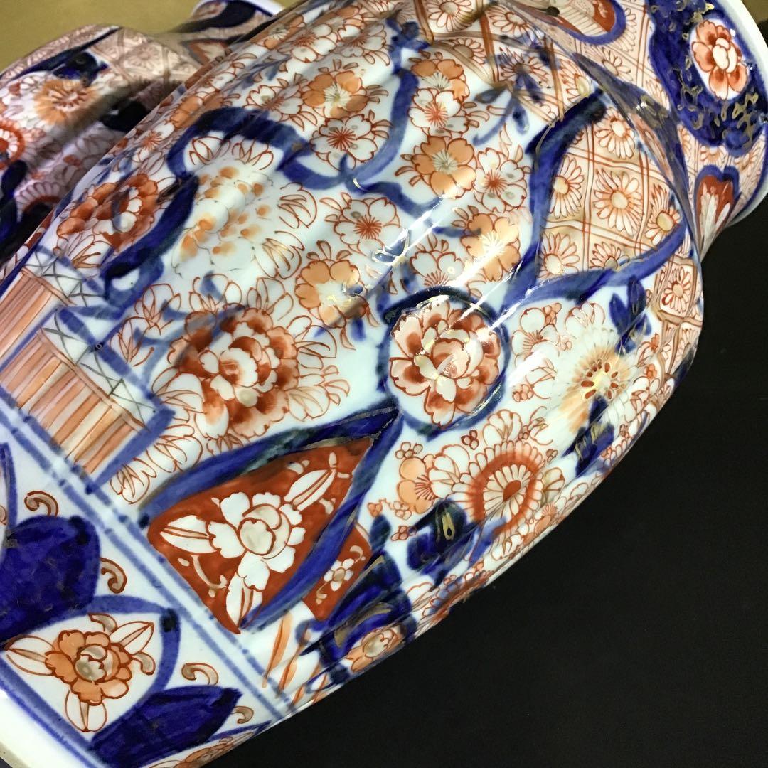 古伊万里色絵花瓶　一対　江戸期保証