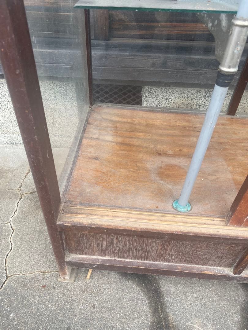 木製ガラスケース 2段　ショーケース　昭和レトロ　飾り棚　店舗用品